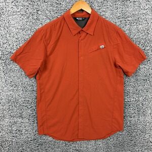 Outdoor Research Astroman Sun Shirt Mens Medium Orange Snap Button Short Sleeve
